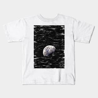 Partial Bright Moon In The Night Sky. For Moon Lovers. Kids T-Shirt